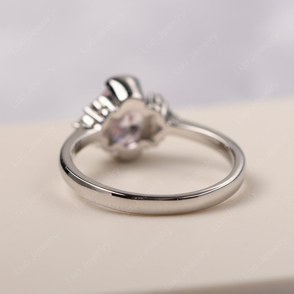 Oval Half Bezel Set Cubic Zirconia Engagement Ring - LUO Jewelry