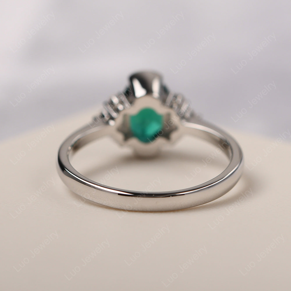 Oval Half Bezel Set Emerald Engagement Ring - LUO Jewelry