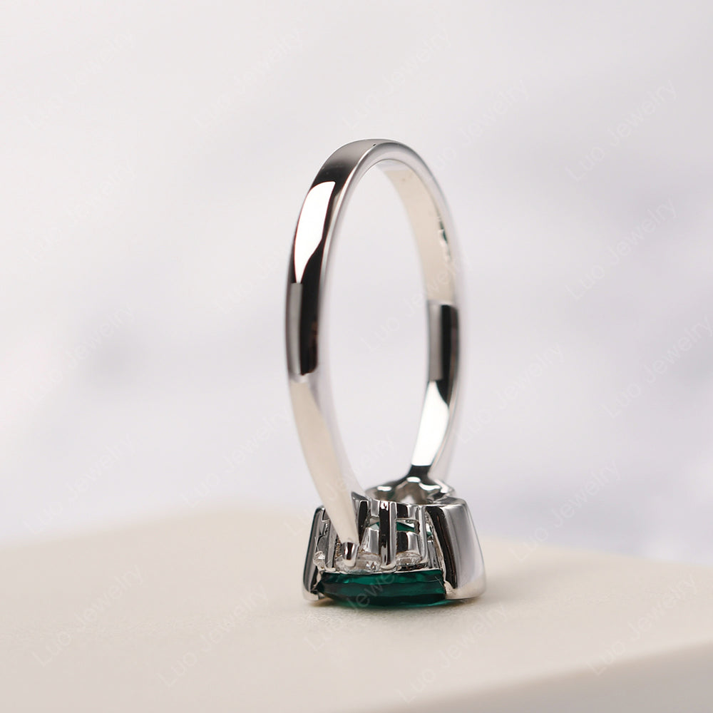 Oval Half Bezel Set Emerald Engagement Ring - LUO Jewelry