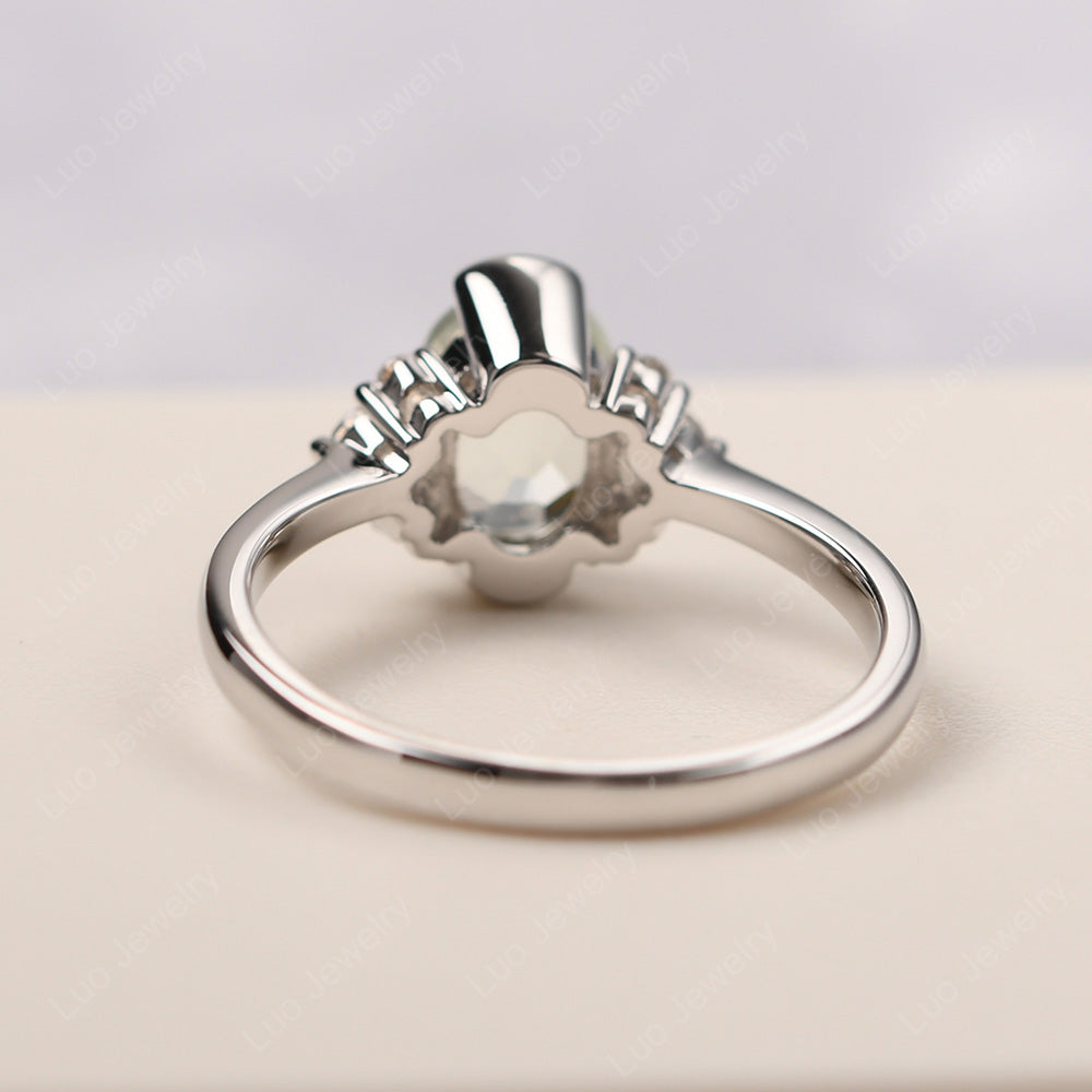 Oval Half Bezel Set Green Amethyst Engagement Ring - LUO Jewelry