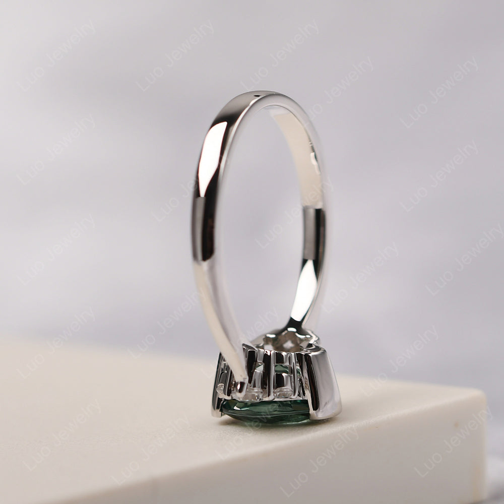 Oval Half Bezel Set Green Sapphire Engagement Ring - LUO Jewelry