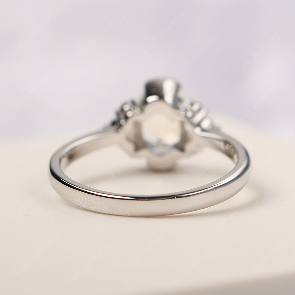 Oval Half Bezel Set Moonstone Engagement Ring - LUO Jewelry