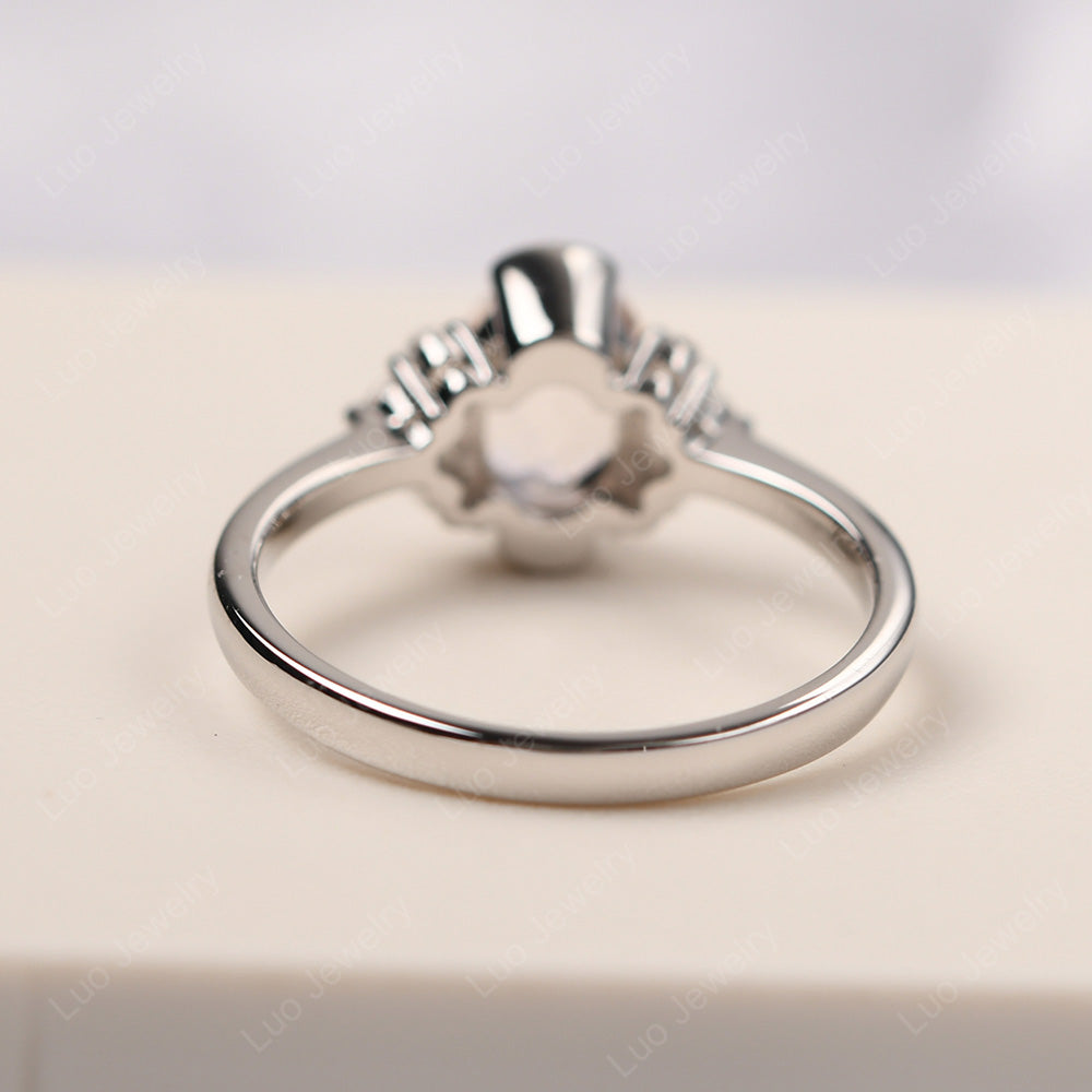 Oval Half Bezel Set Morganite Engagement Ring - LUO Jewelry