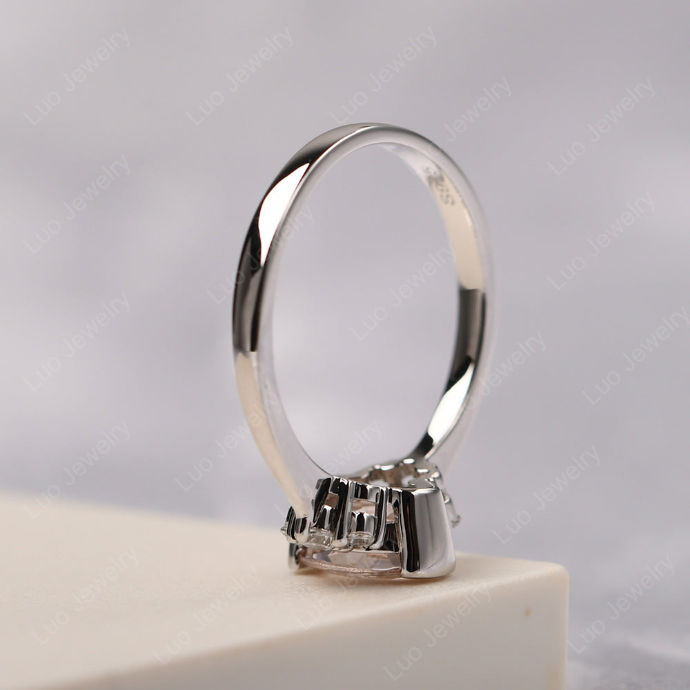 Oval Half Bezel Set Morganite Engagement Ring - LUO Jewelry