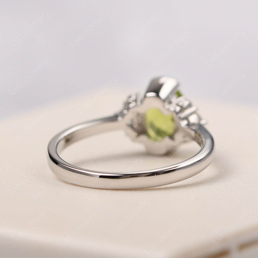 Oval Half Bezel Set Peridot Engagement Ring - LUO Jewelry