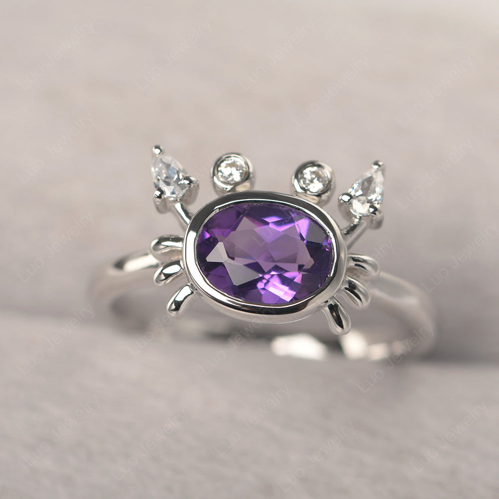 Crab Amethyst Engagement Ring Sterling Silver - LUO Jewelry