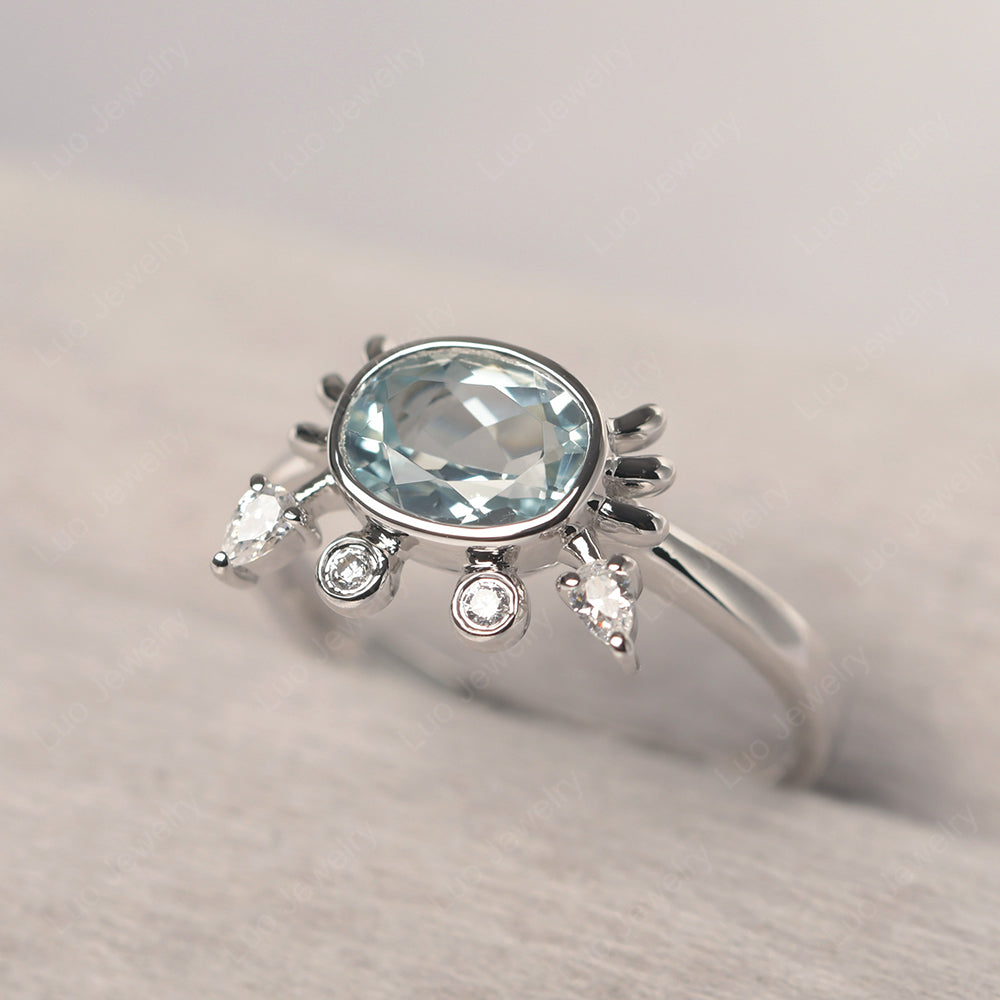 Crab Aquamarine Engagement Ring Sterling Silver - LUO Jewelry