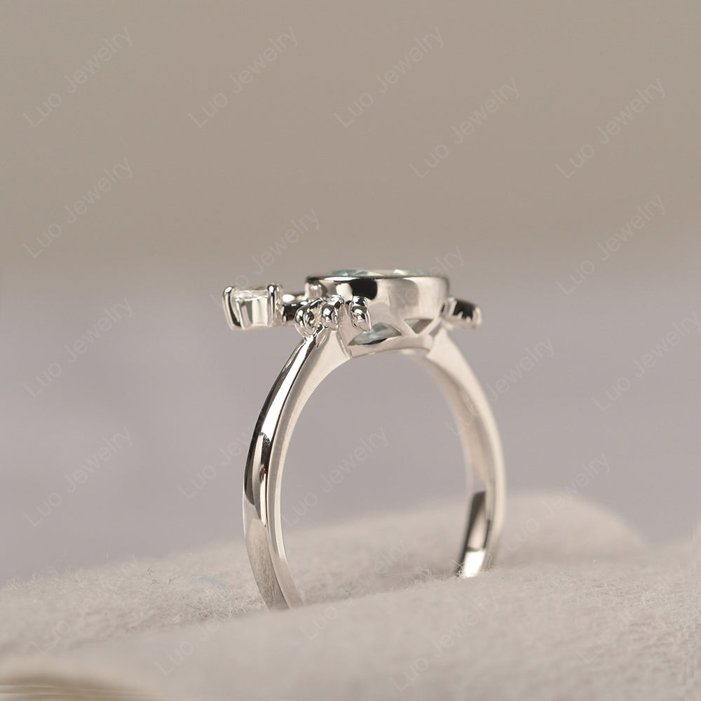 Crab Aquamarine Engagement Ring Sterling Silver - LUO Jewelry