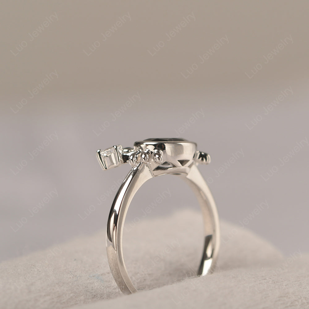 Crab Black Spinel Engagement Ring Sterling Silver - LUO Jewelry