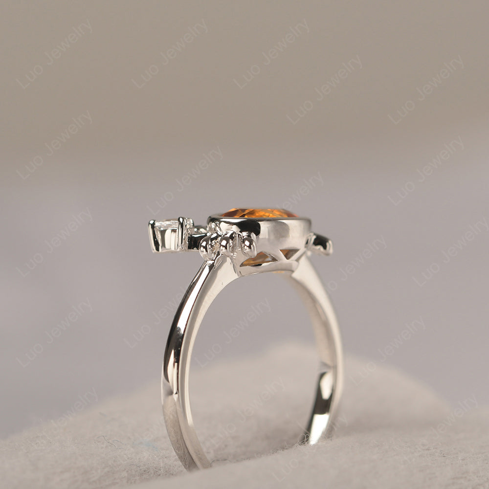 Crab Citrine Engagement Ring Sterling Silver - LUO Jewelry