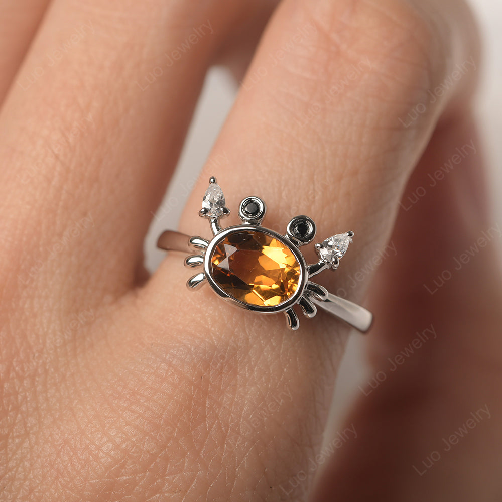 Crab Citrine Engagement Ring Sterling Silver - LUO Jewelry