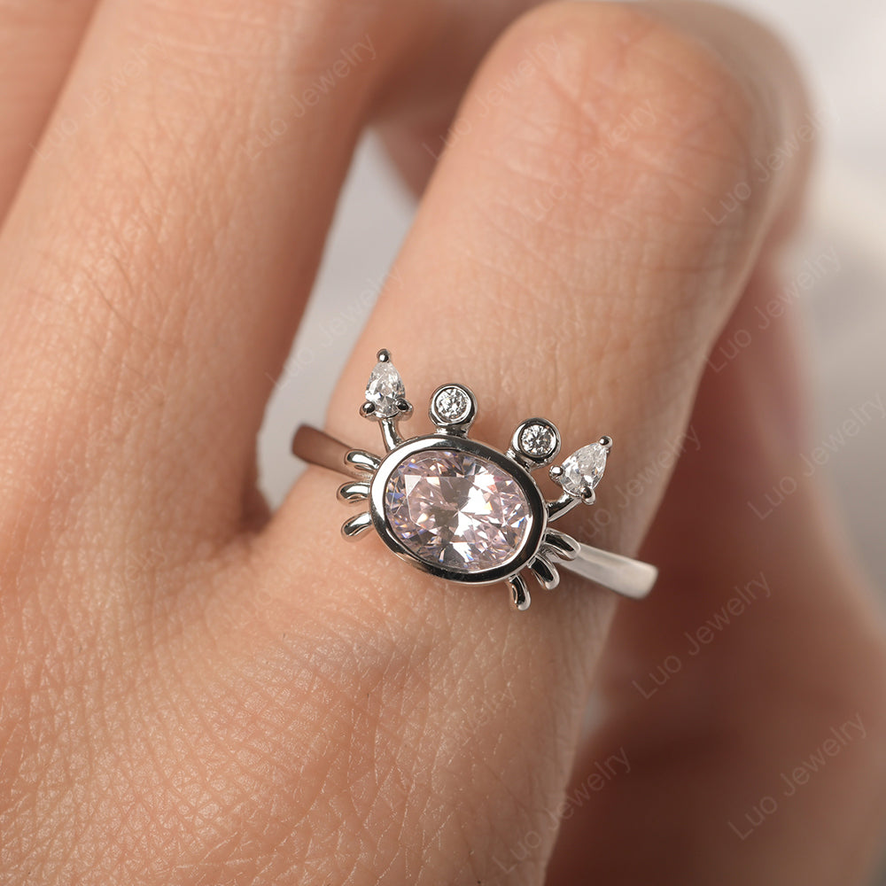 Crab Cubic Zirconia Engagement Ring Sterling Silver - LUO Jewelry