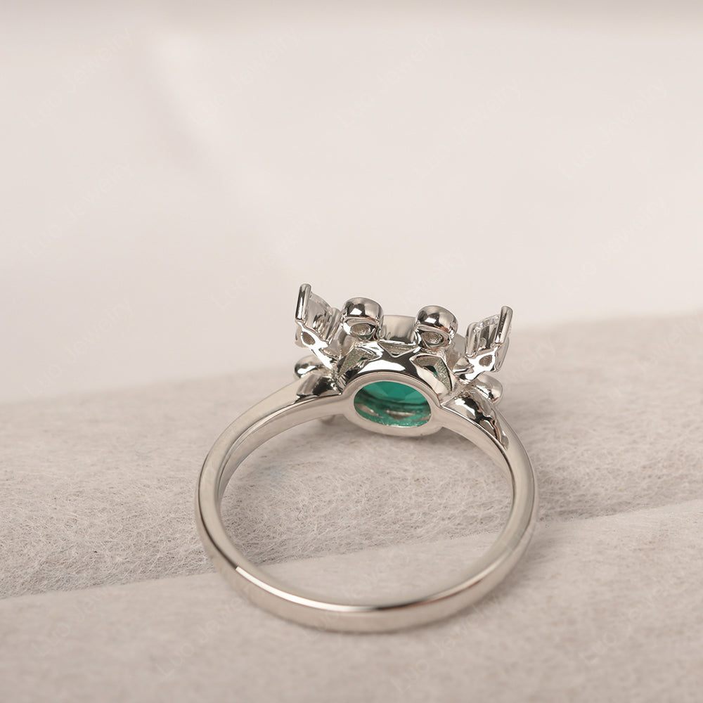 Crab Lab Emerald Engagement Ring Sterling Silver - LUO Jewelry