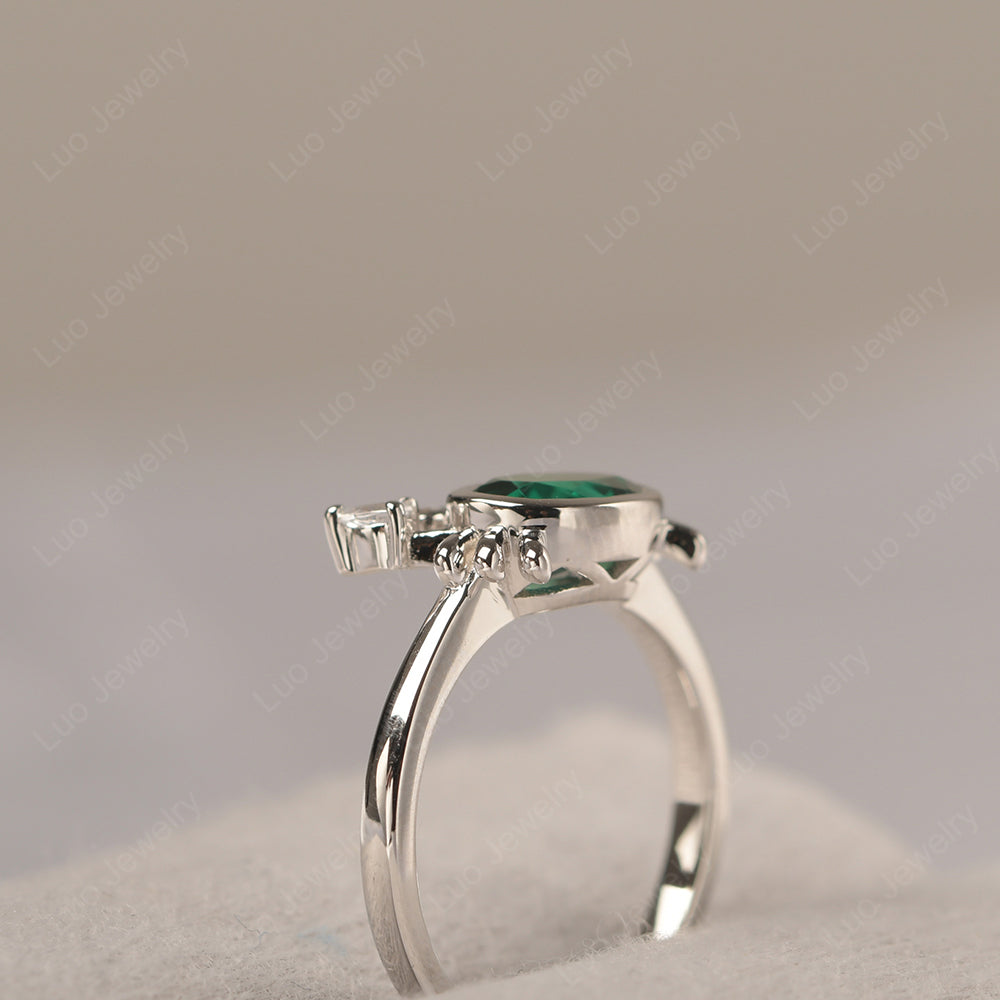 Crab Lab Emerald Engagement Ring Sterling Silver - LUO Jewelry