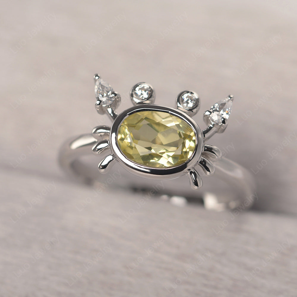 Crab Lemon Quartz Engagement Ring Sterling Silver - LUO Jewelry