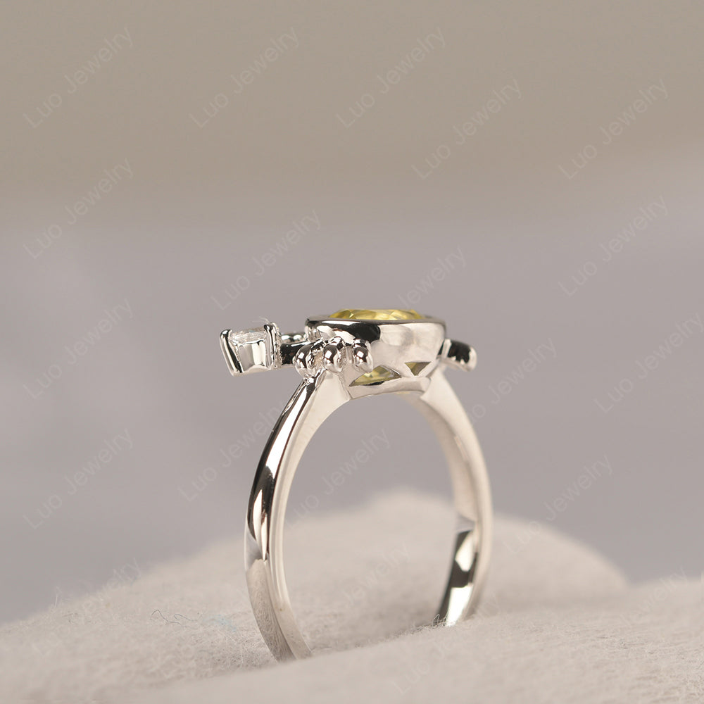 Crab Lemon Quartz Engagement Ring Sterling Silver - LUO Jewelry