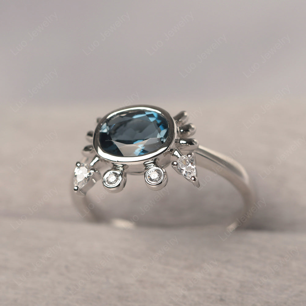 Crab London Blue Topaz Engagement Ring Sterling Silver - LUO Jewelry