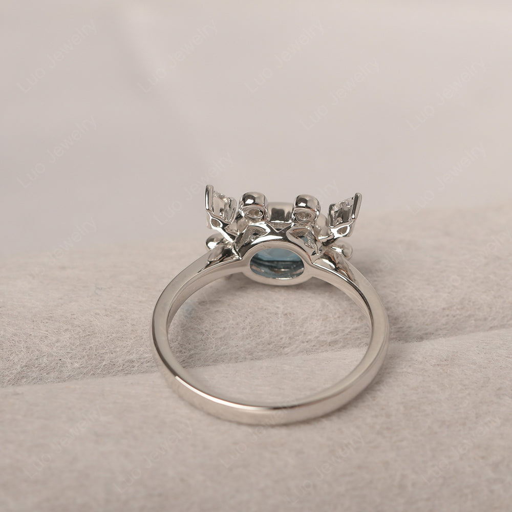 Crab London Blue Topaz Engagement Ring Sterling Silver - LUO Jewelry