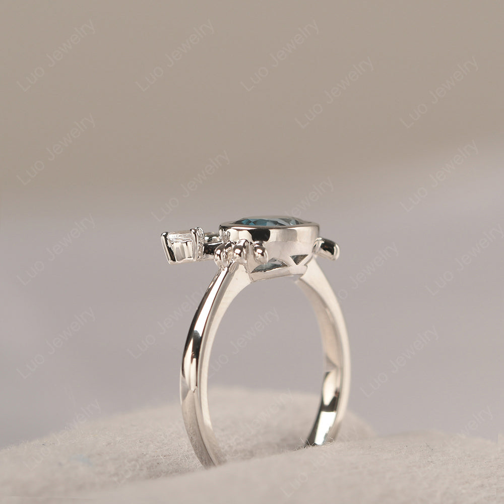 Crab London Blue Topaz Engagement Ring Sterling Silver - LUO Jewelry