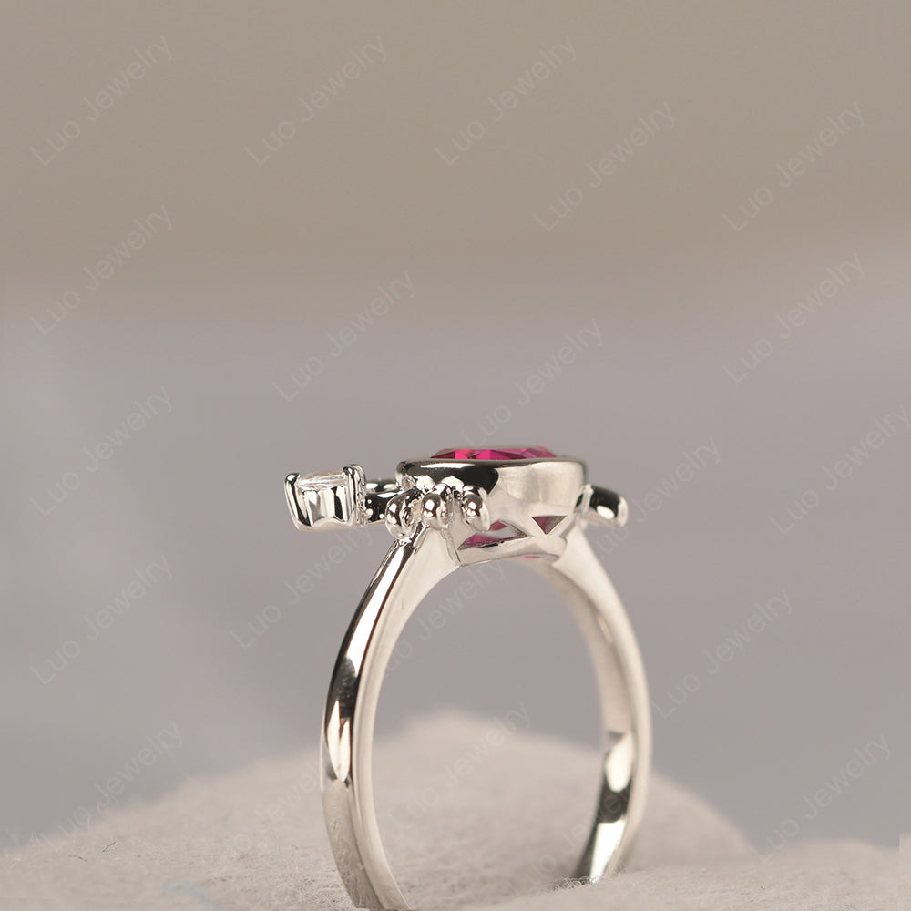 Crab Ruby Engagement Ring Sterling Silver - LUO Jewelry