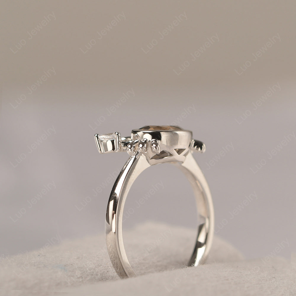 Crab Smoky Quartz Engagement Ring Sterling Silver - LUO Jewelry