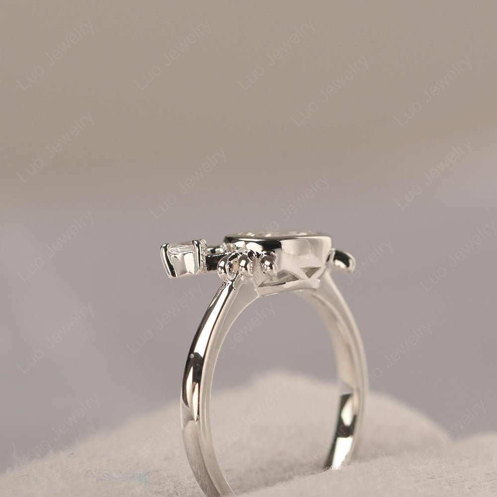 Crab White Topaz Engagement Ring Sterling Silver - LUO Jewelry