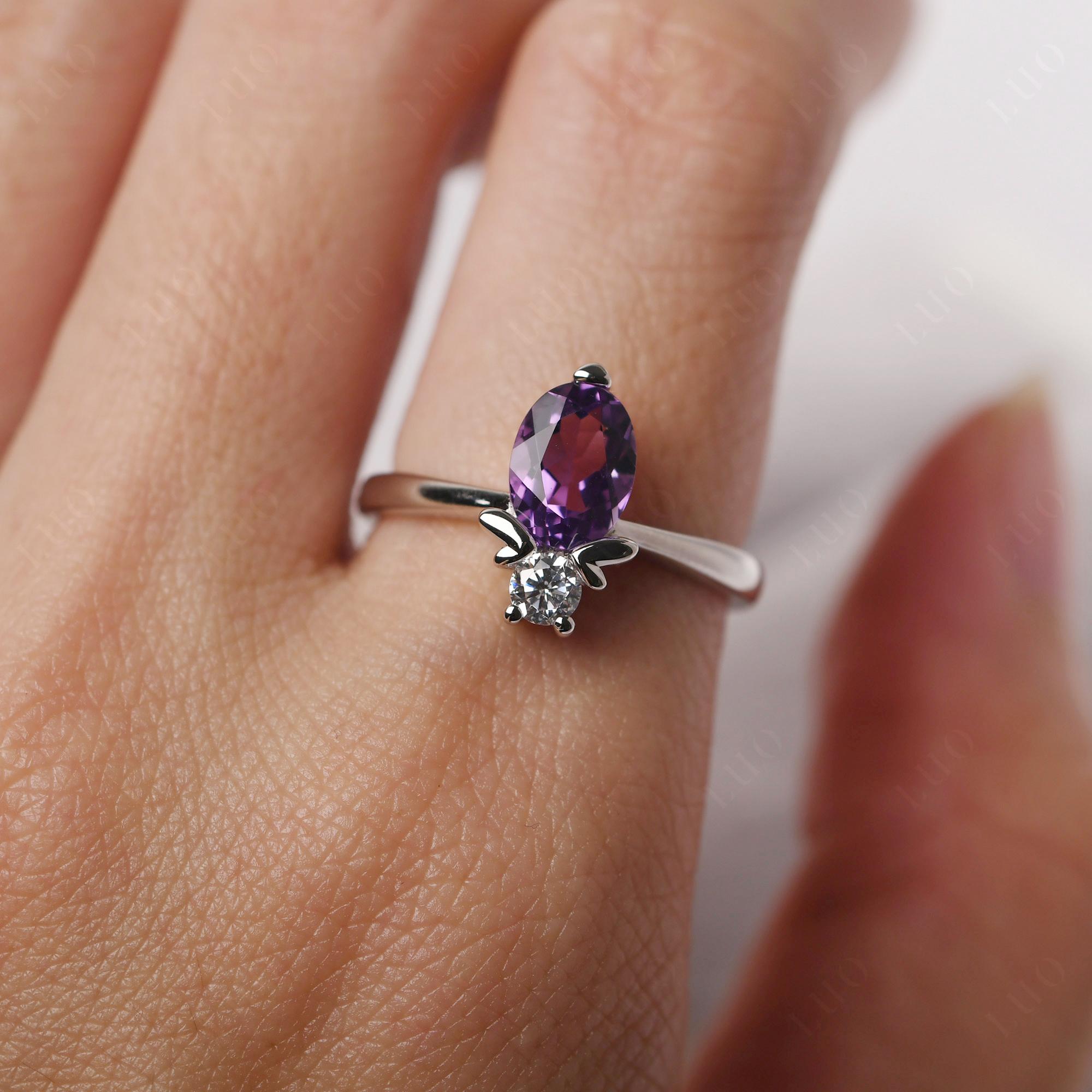 Amethyst Nature Inspired Bee Ring - LUO Jewelry