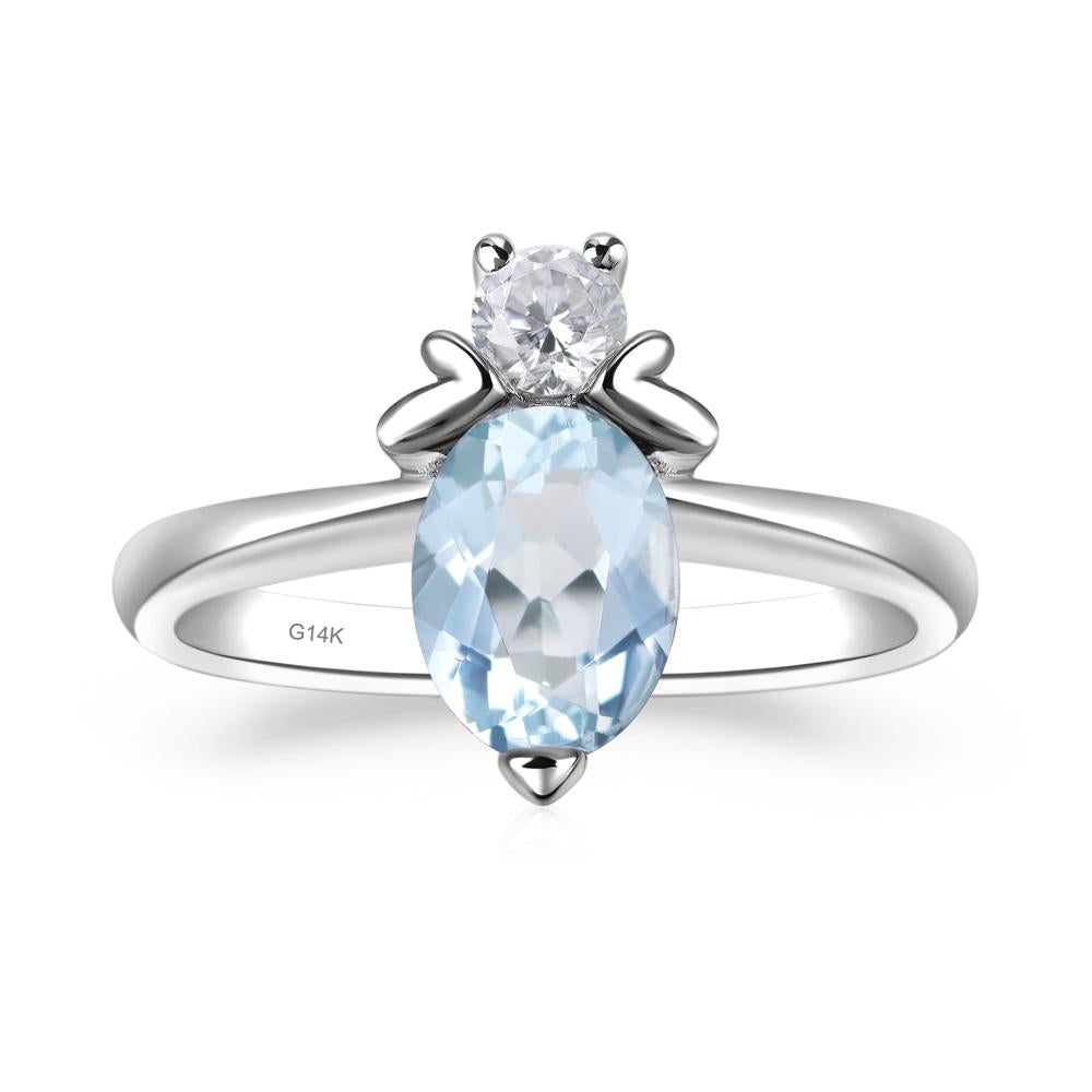Aquamarine Nature Inspired Bee Ring - LUO Jewelry #metal_14k white gold