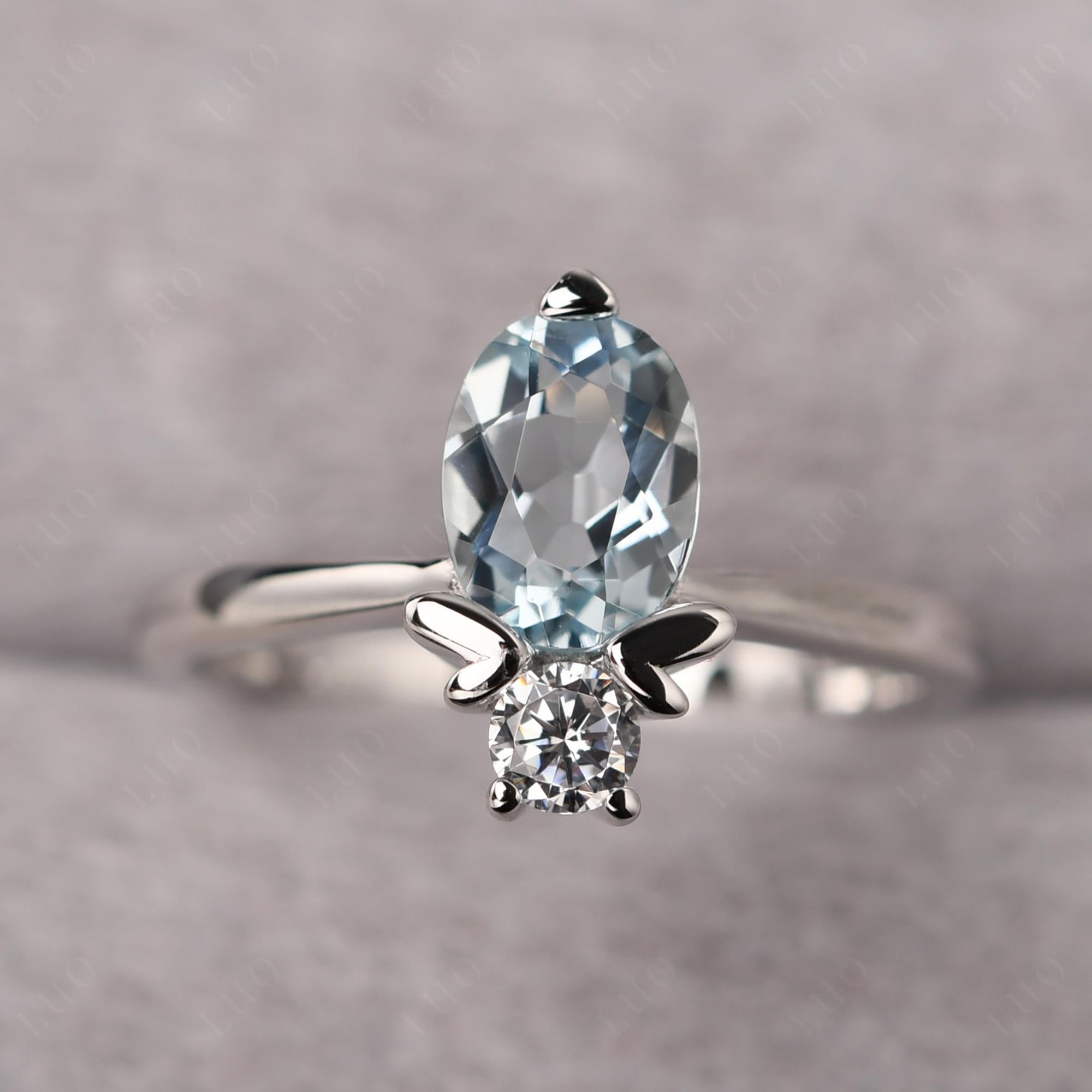 Aquamarine Nature Inspired Bee Ring - LUO Jewelry