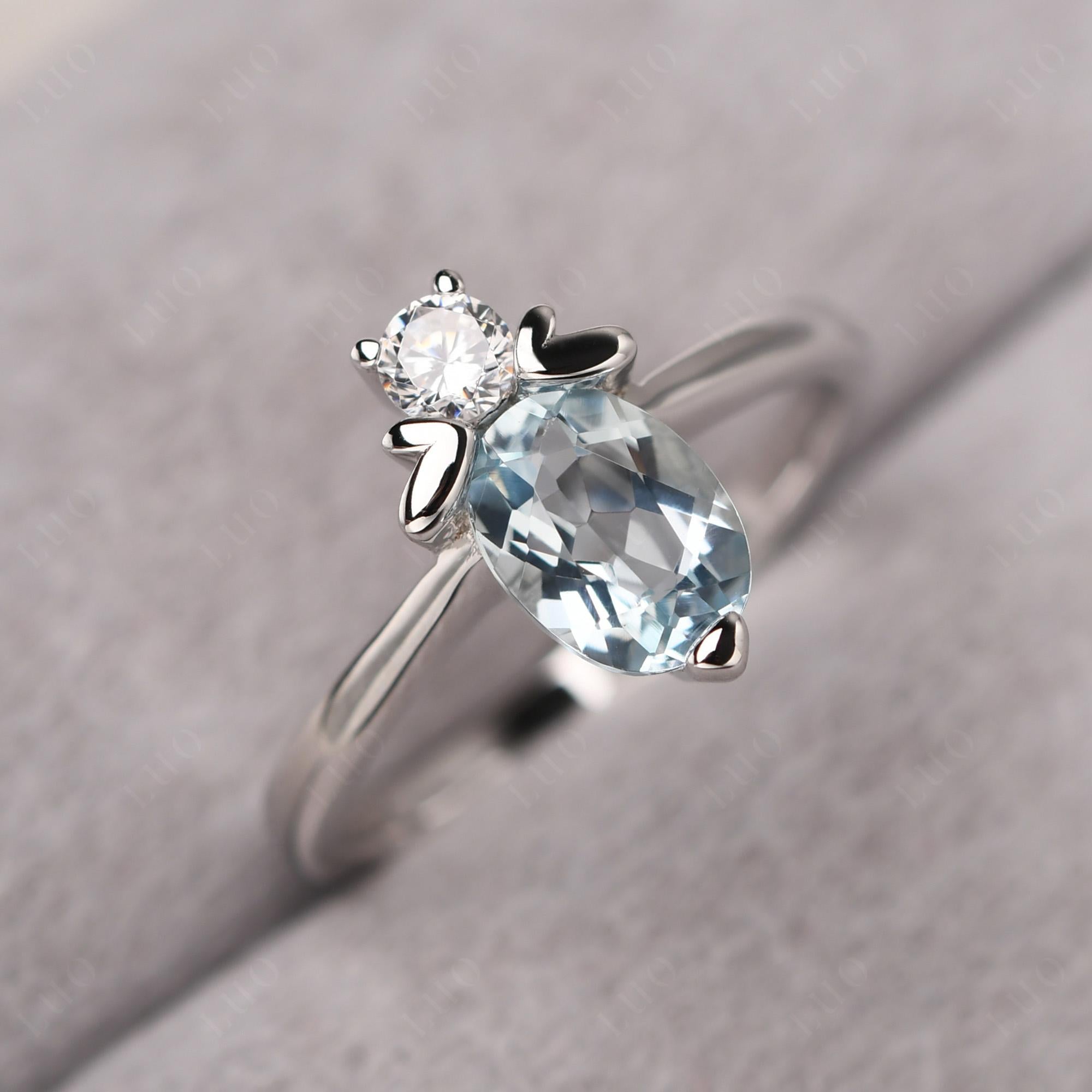 Aquamarine Nature Inspired Bee Ring - LUO Jewelry