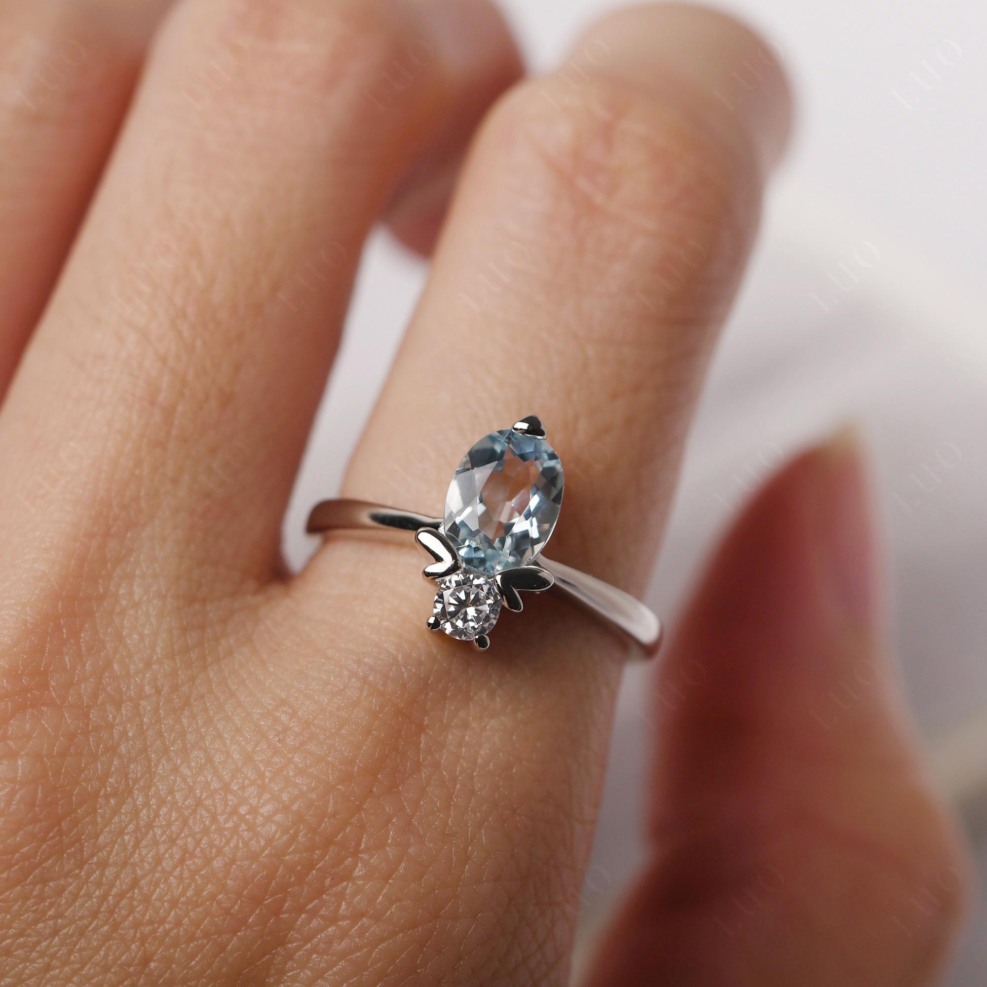 Aquamarine Nature Inspired Bee Ring - LUO Jewelry