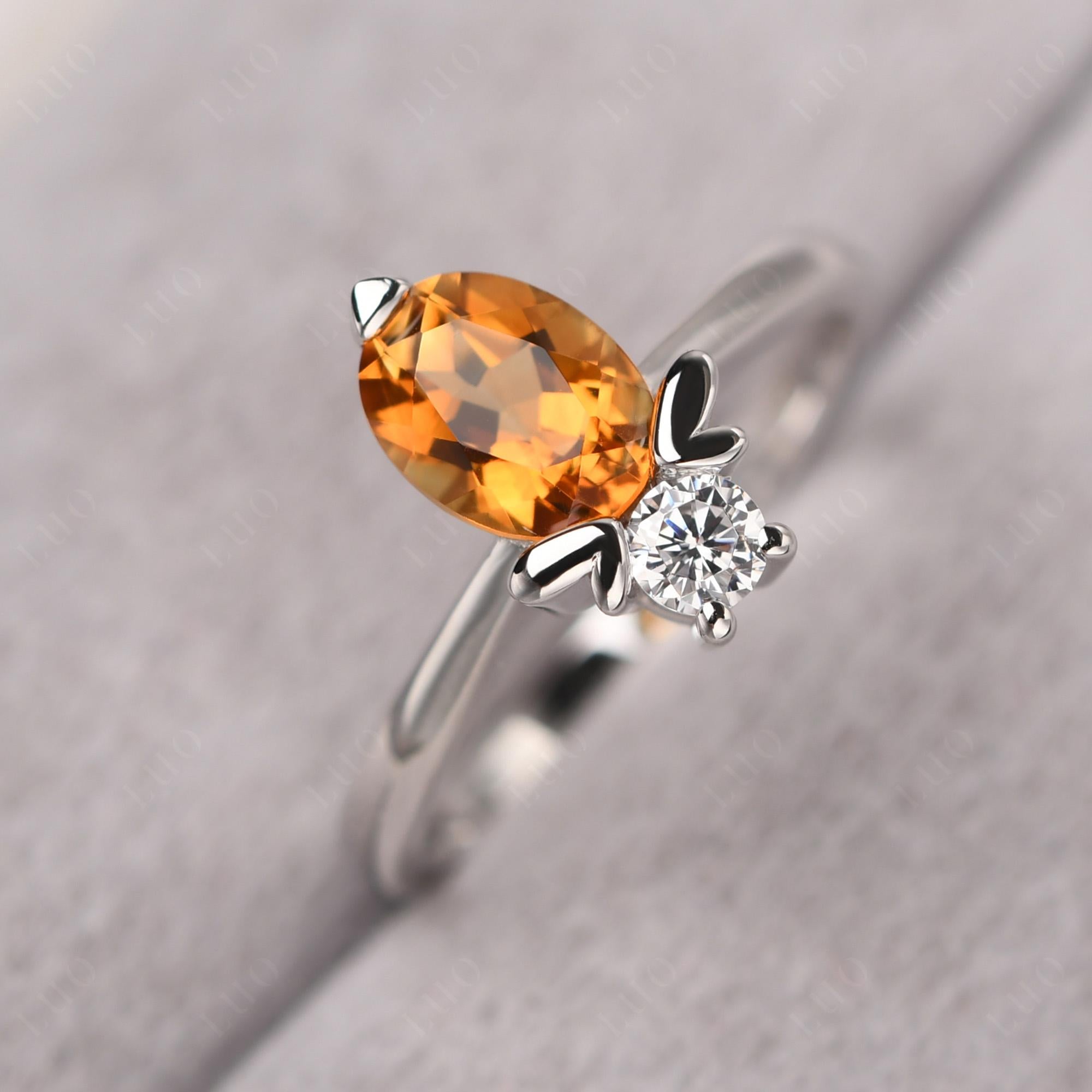 Citrine Nature Inspired Bee Ring - LUO Jewelry