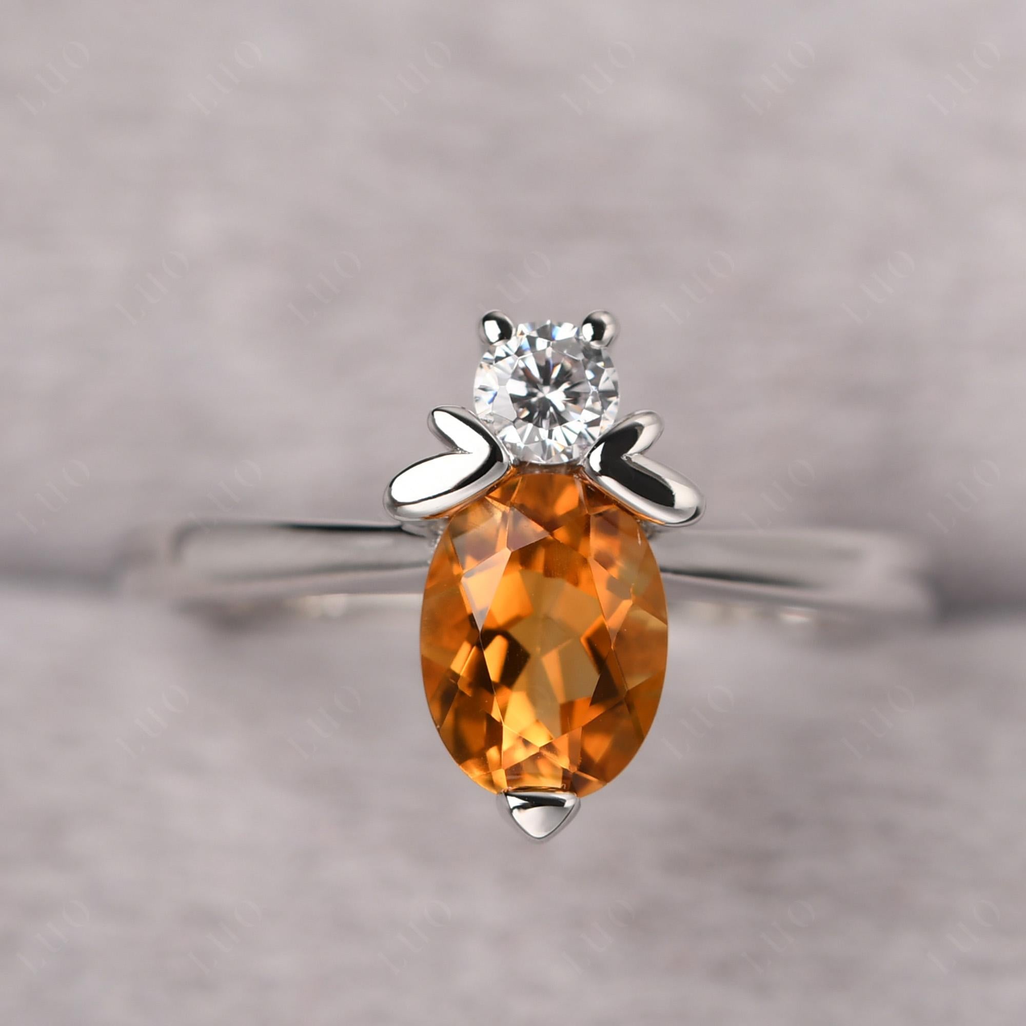 Citrine Nature Inspired Bee Ring - LUO Jewelry