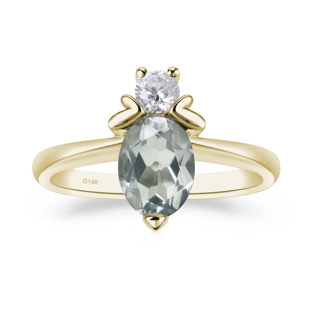 Green Amethyst Nature Inspired Bee Ring - LUO Jewelry #metal_14k yellow gold