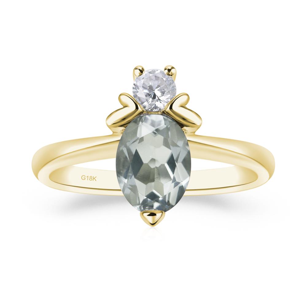 Green Amethyst Nature Inspired Bee Ring - LUO Jewelry #metal_18k yellow gold