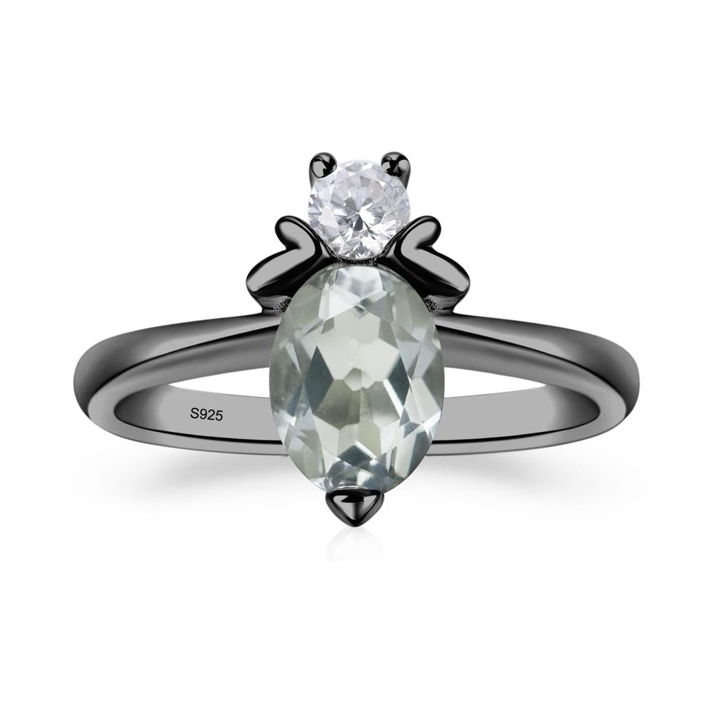 Green Amethyst Nature Inspired Bee Ring - LUO Jewelry #metal_black finish sterling silver