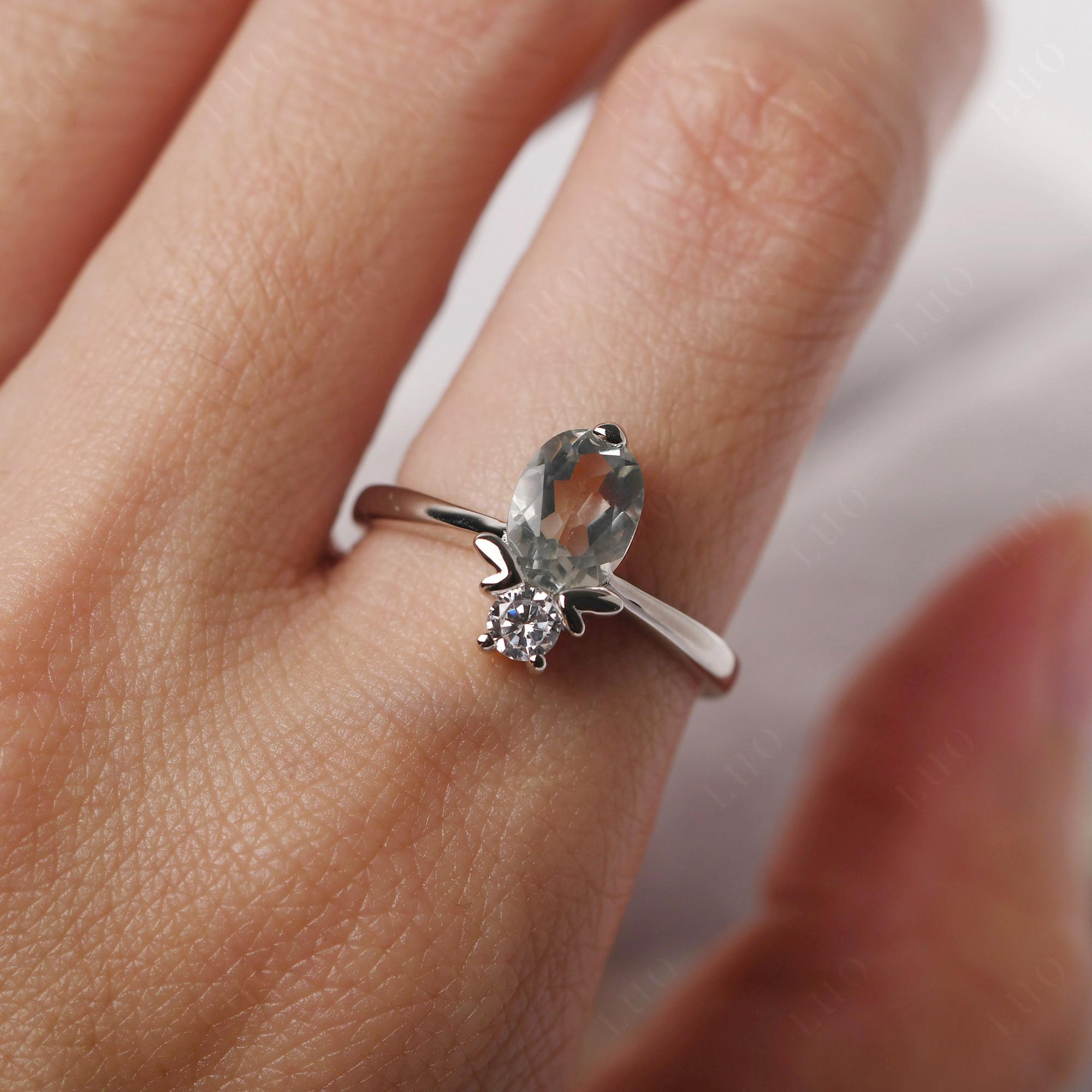 Green Amethyst Nature Inspired Bee Ring - LUO Jewelry