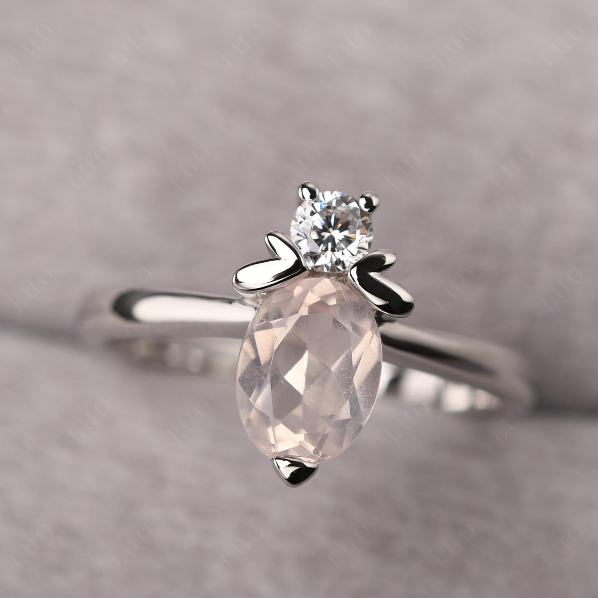 Rose Quartz Nature Inspired Bee Ring - LUO Jewelry