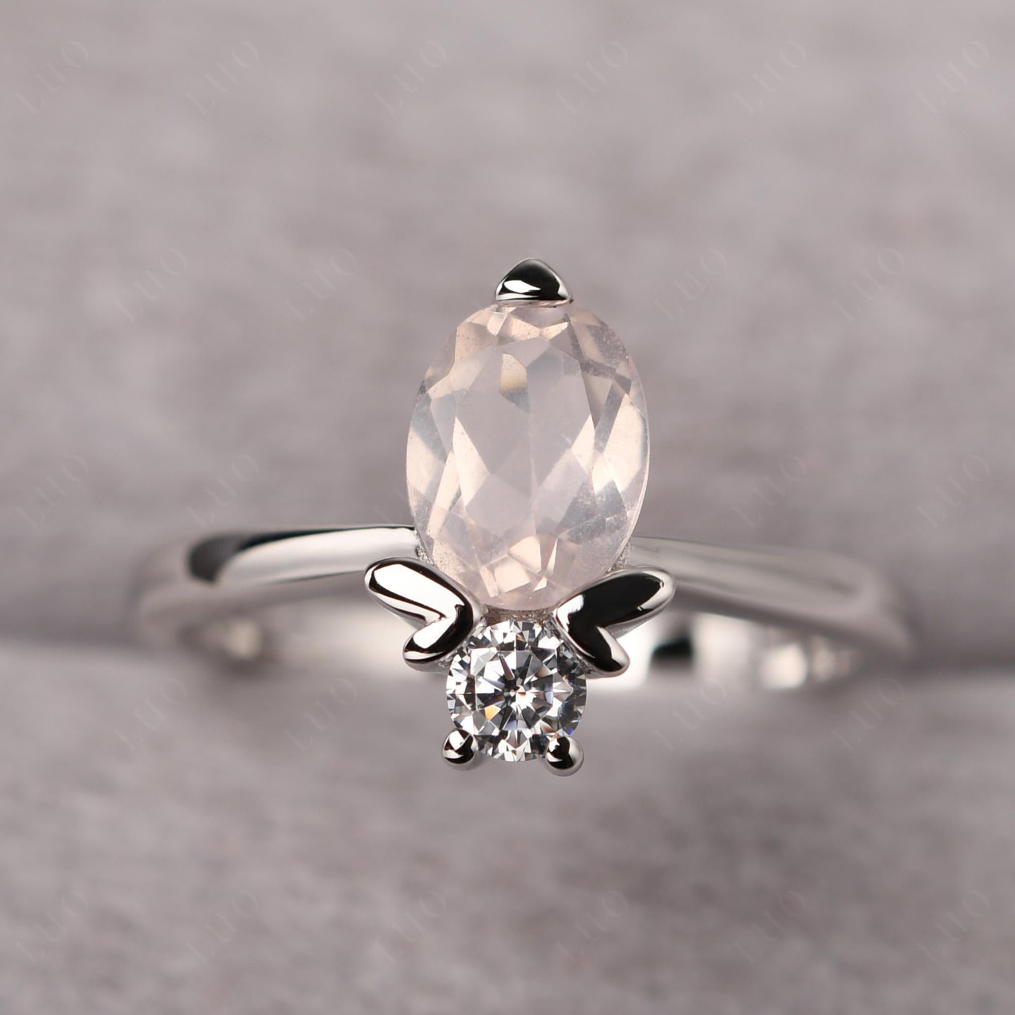 Rose Quartz Nature Inspired Bee Ring - LUO Jewelry