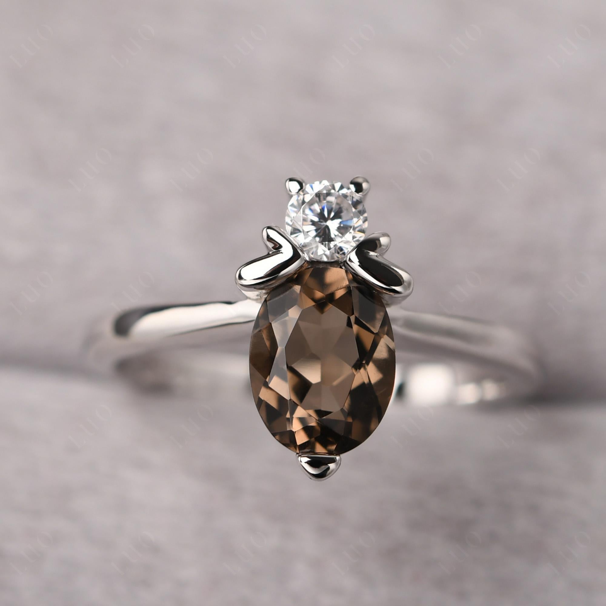Smoky Quartz Nature Inspired Bee Ring - LUO Jewelry
