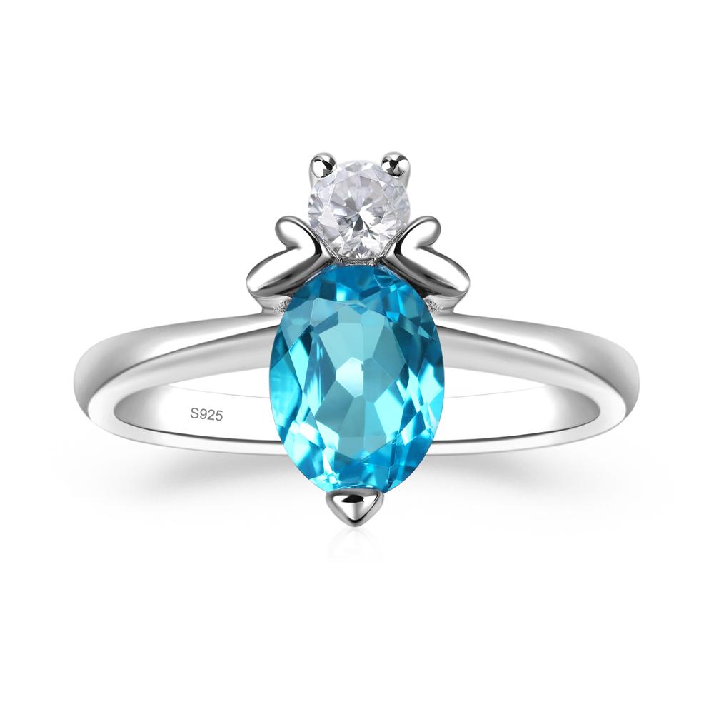 Swiss Blue Topaz Nature Inspired Bee Ring - LUO Jewelry #metal_sterling silver