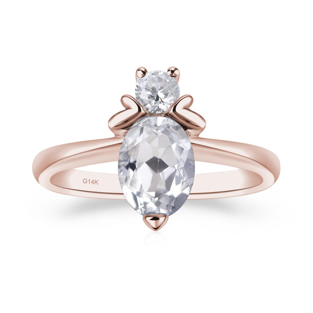 White Topaz Nature Inspired Bee Ring - LUO Jewelry #metal_14k rose gold