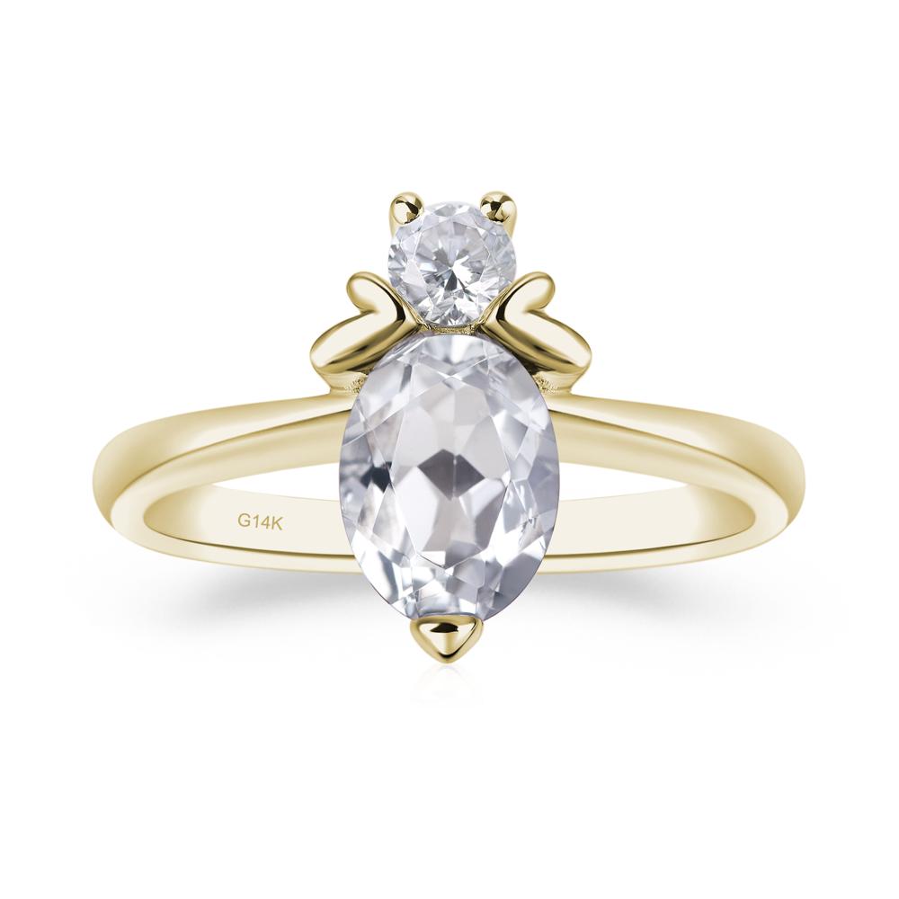 White Topaz Nature Inspired Bee Ring - LUO Jewelry #metal_14k yellow gold
