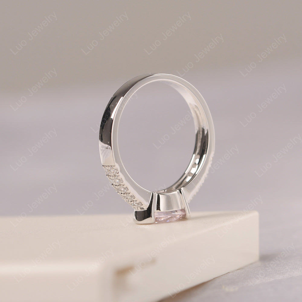 Oval Cut Cubic Zirconia Ring Double Pave Ring - LUO Jewelry