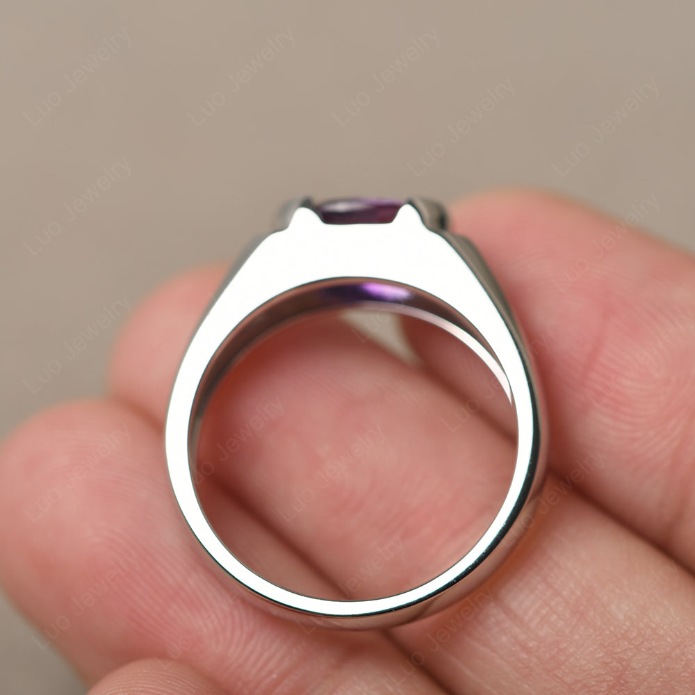 Amethyst Ring East West Oval Engagement Ring - LUO Jewelry