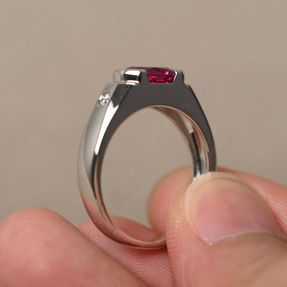 Ruby Ring East West Oval Engagement Ring - LUO Jewelry