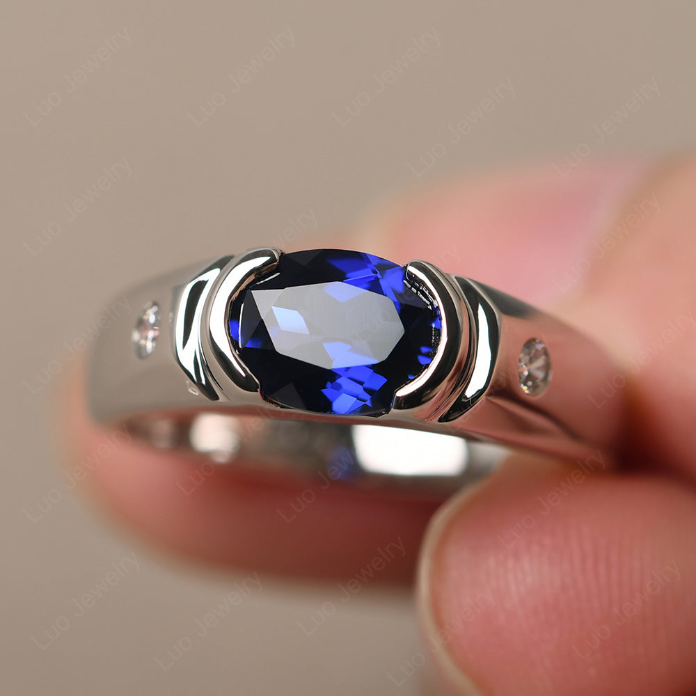Oval Sapphire Horizontal Unisex Ring LUO