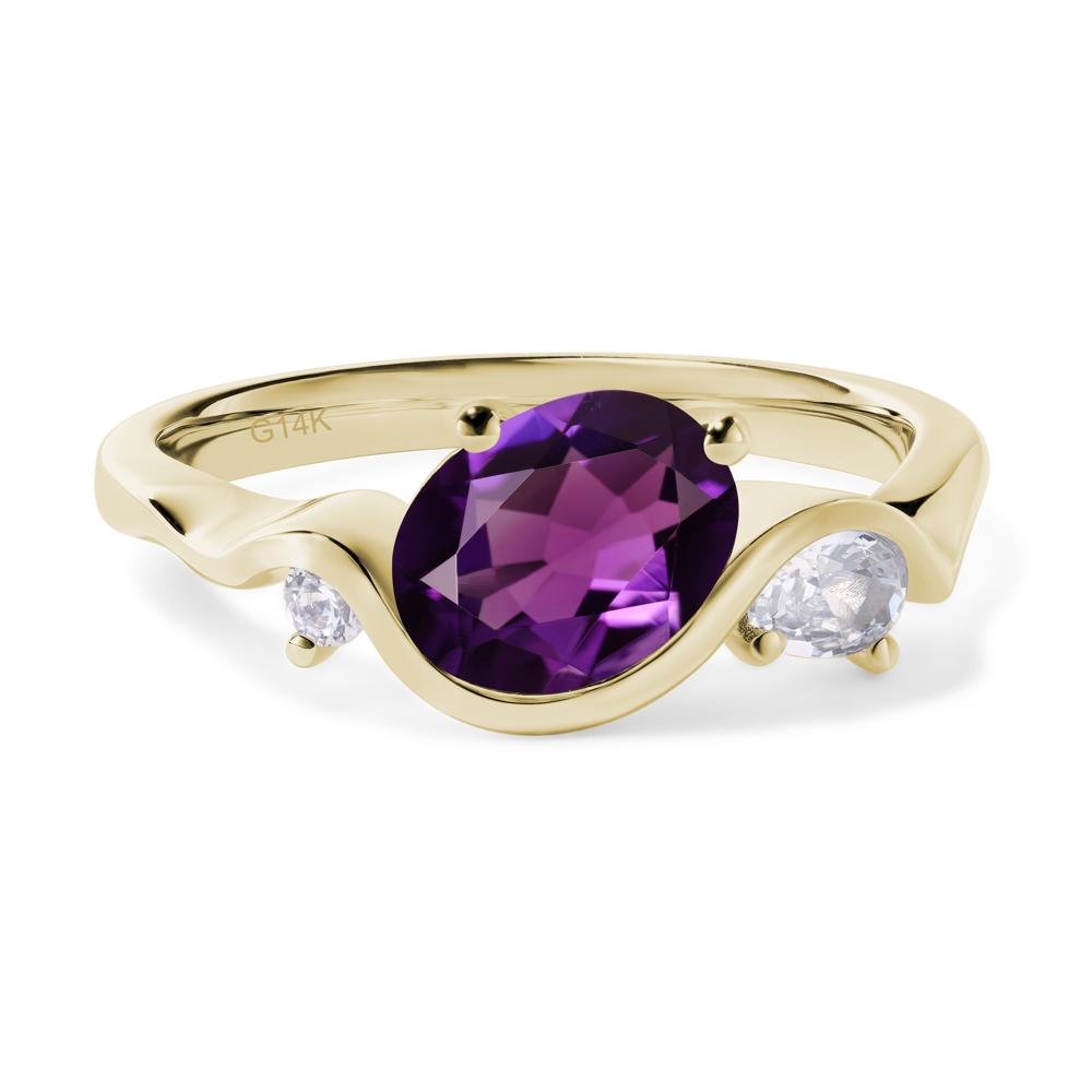 Wave Oval Amethyst Engagement Ring - LUO Jewelry #metal_14k yellow gold