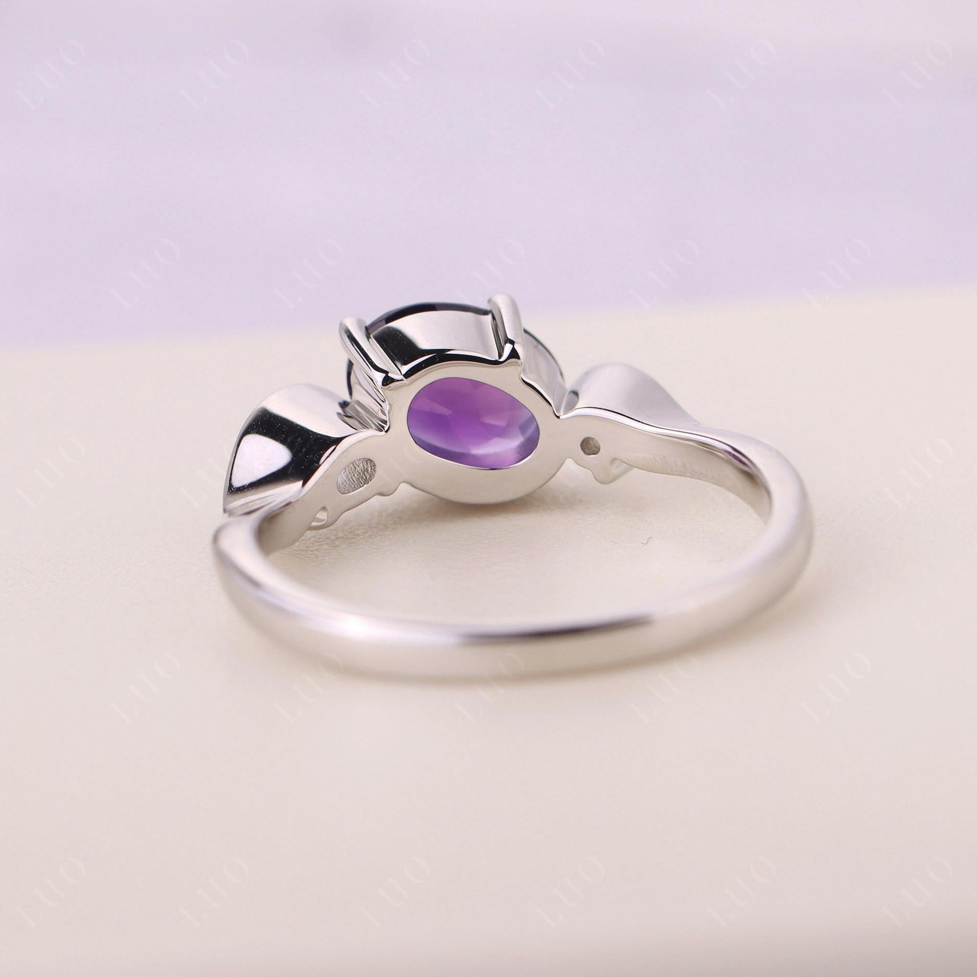 Wave Oval Amethyst Engagement Ring - LUO Jewelry