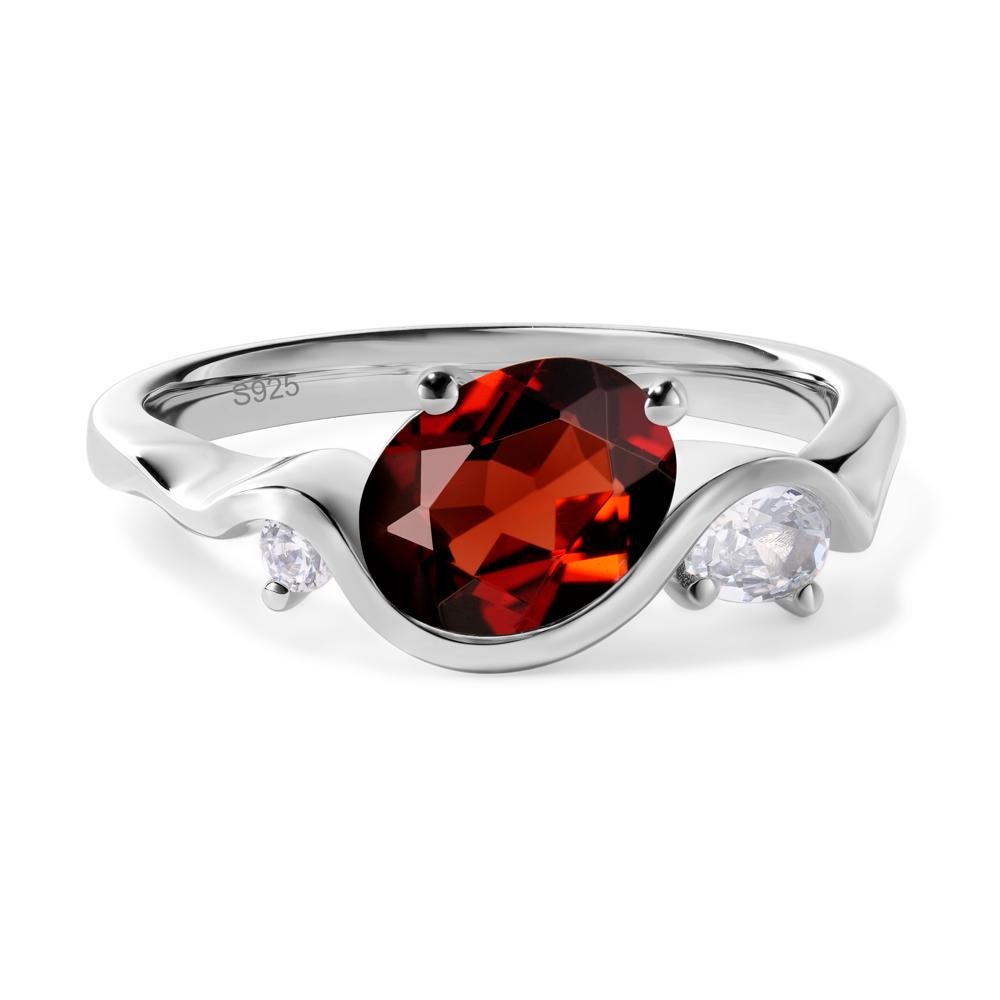 Wave Oval Garnet Engagement Ring - LUO Jewelry #metal_sterling silver
